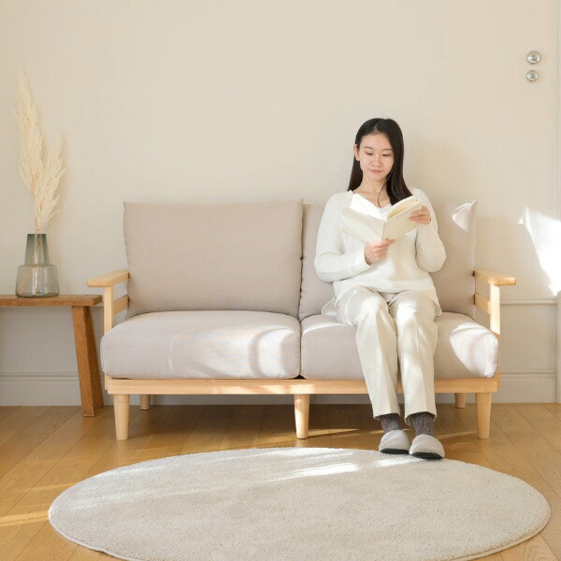 SCS-146(BE) 天然木フレームソファ YAMAZEN(山善) ベージュ色 本体幅