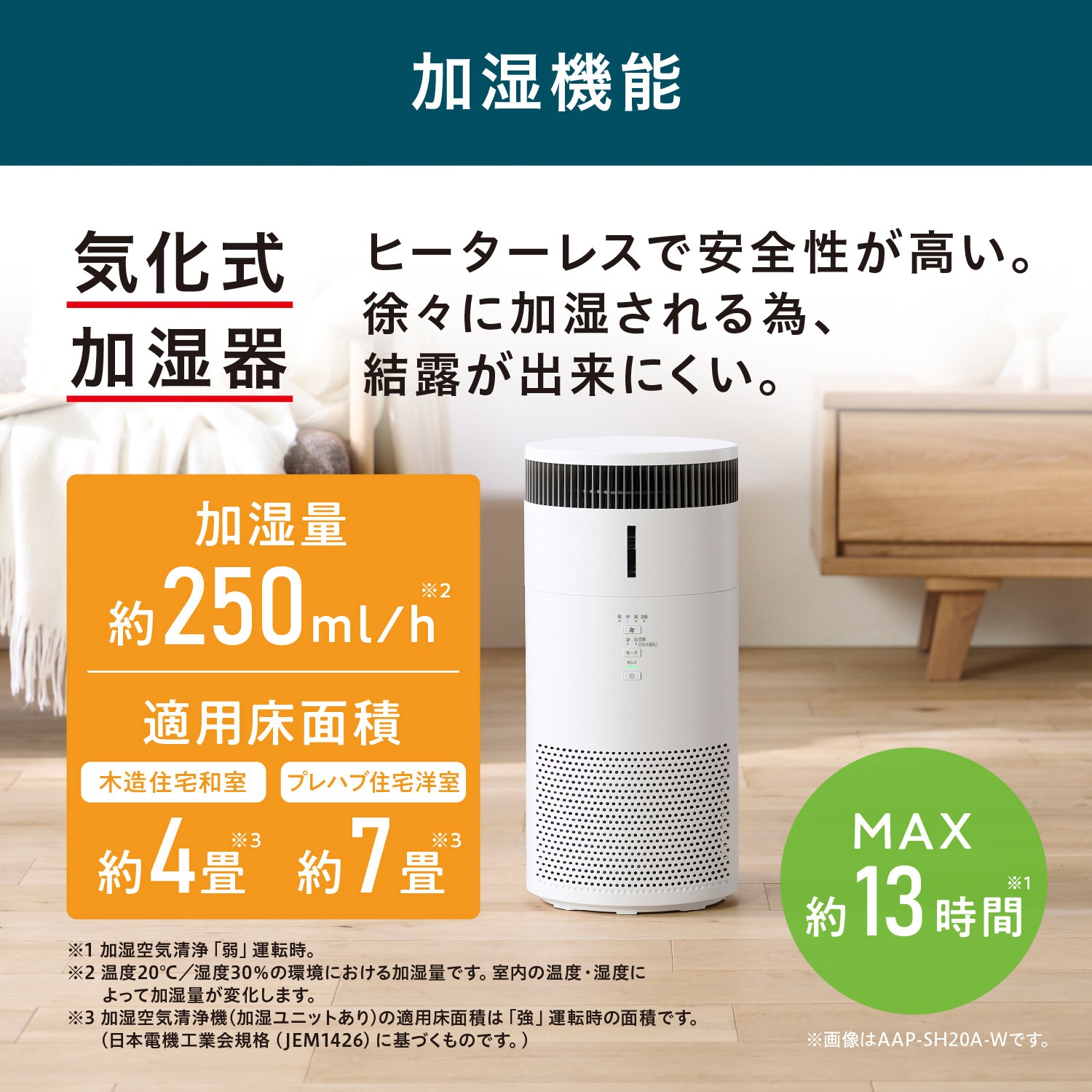 AAP-SH20B-H 加湿空気清浄機 10畳 HEPAフィルター アイリスオーヤマ 幅