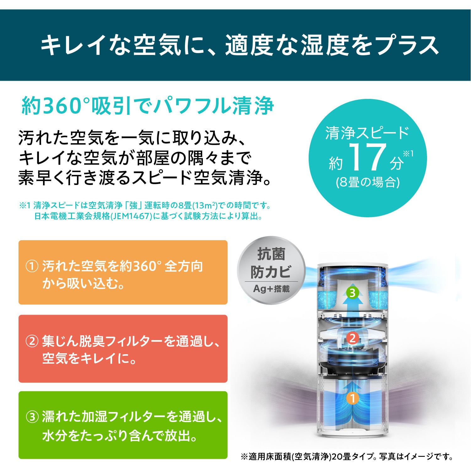 AAP-SH30B-W 加湿空気清浄機 16畳 HEPAフィルター アイリスオーヤマ 幅