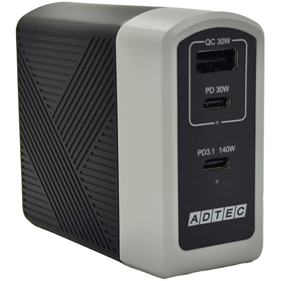 APD-A140AC2-BK Power Delivery 3.1対応 GaN AC充電器/140W/USB Type-C 2ポート Type-A 1ポート/ブラック 1個 アドテック 【通販モノタロウ】