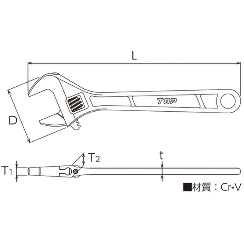 HX-375 モンキレンチ トップ工業 口の開き0～48mm HX-375