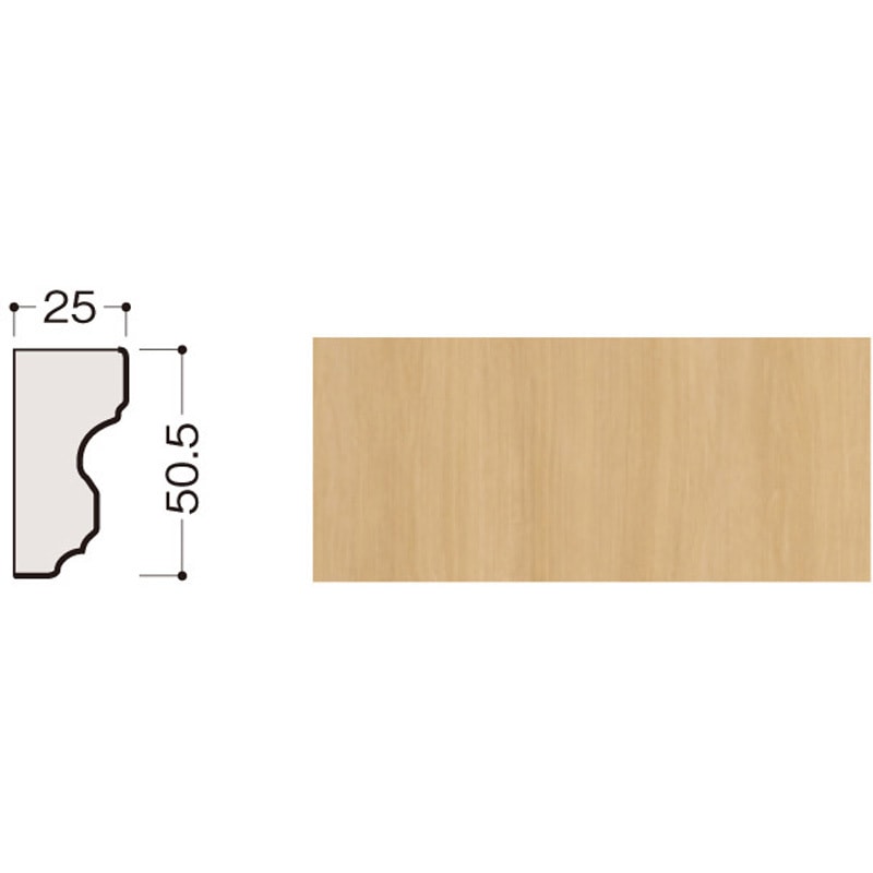 WL38-B65MA 専用施工部材(システリアパネル10型/20型共通)回り縁 木口塗装無し 大建工業 無垢集成材基材 幅51mm長さ3900mm厚さ25mm 1箱(1本) WL38-B65MA