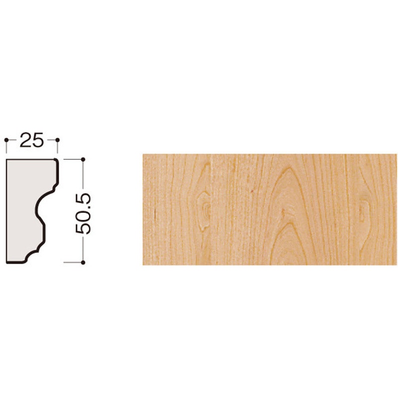 WL38-B65ML 専用施工部材(システリアパネル10型/20型共通)回り縁 木口塗装無し 大建工業 無垢集成材基材 幅51mm長さ3900mm厚さ25mm 1箱(1本) WL38-B65ML