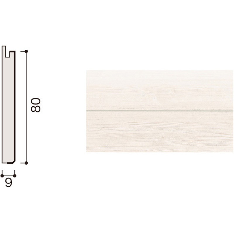 WM31-B56WH ハピアウォール羽目板タイプⅡ 専用施工部材 巾木 大建工業 基材MDF 幅80mm長さ4000mm厚さ9mm 1箱(2本) WM31-B56WH