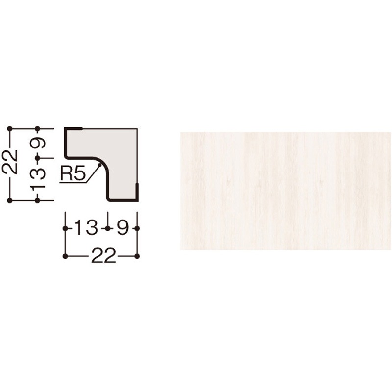 WL96-B22WH ハピアウォールベーシックタイプⅡ専用施工部材 入隅腰パネル/専用部材(縦部材) 大建工業 幅22mm長さ2730mm厚さ22mm 1箱(1本) WL96-B22WH