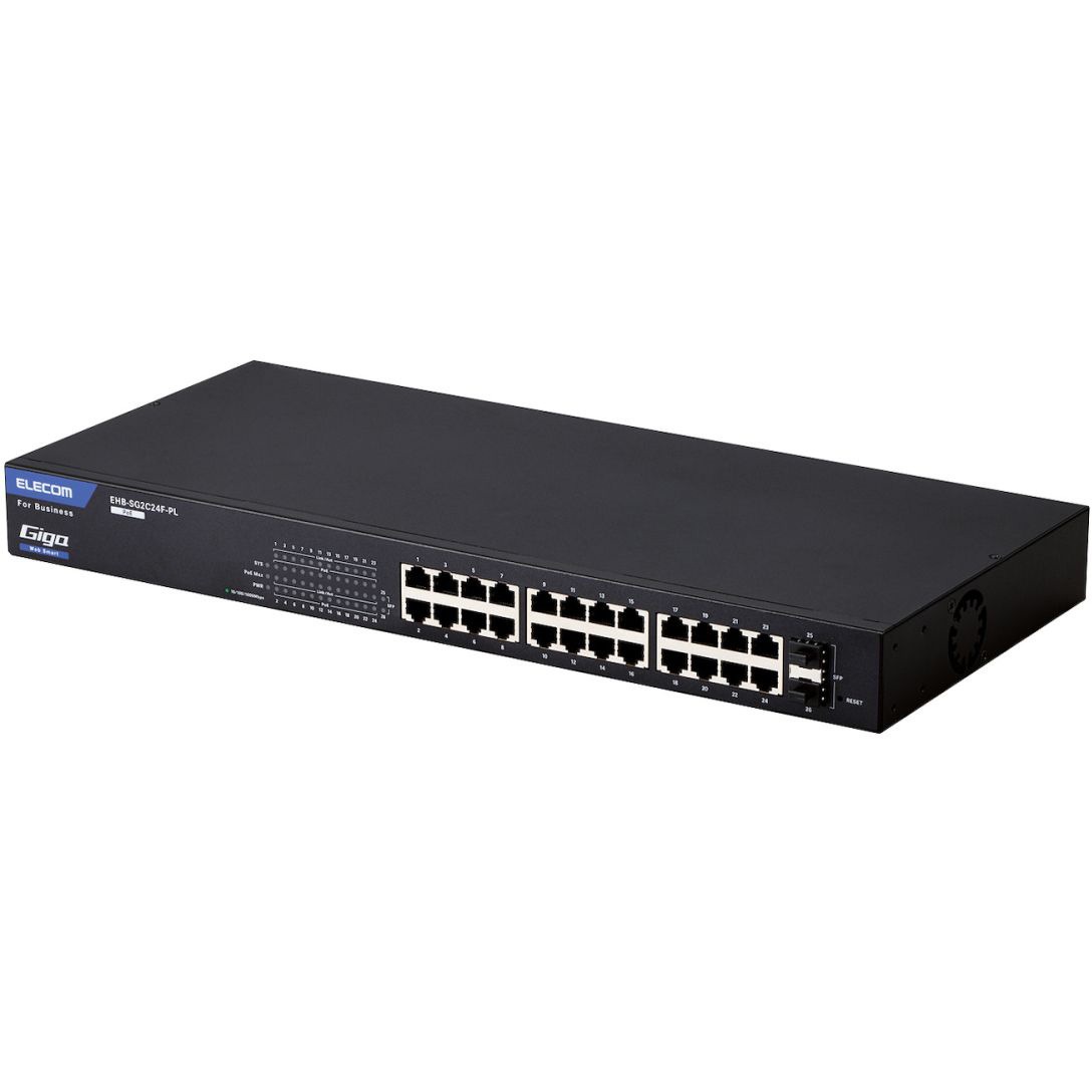 EHB-SG2C24F-PL スイッチングハブ LANハブ Giga対応 1000/100/10Mbps 金属筐体 AC電源 ファンレス 静音 1個 エレコム 【通販モノタロウ】