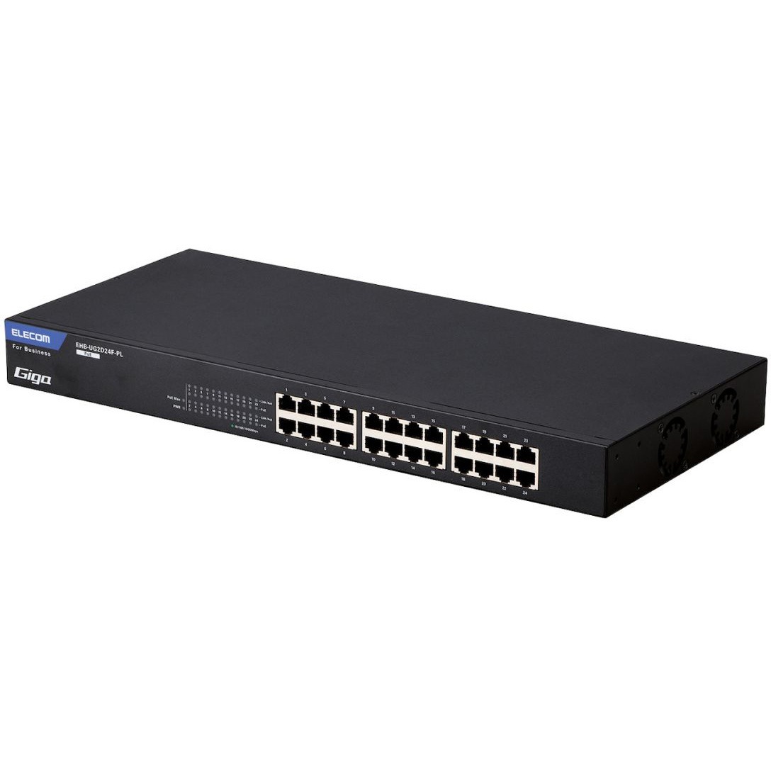 EHB-UG2D24F-PL スイッチングハブ LANハブ レイヤー2 Giga対応 PoE アンマネージ 1000/100/10Mbps 金属筐体 エレコム 24ポート