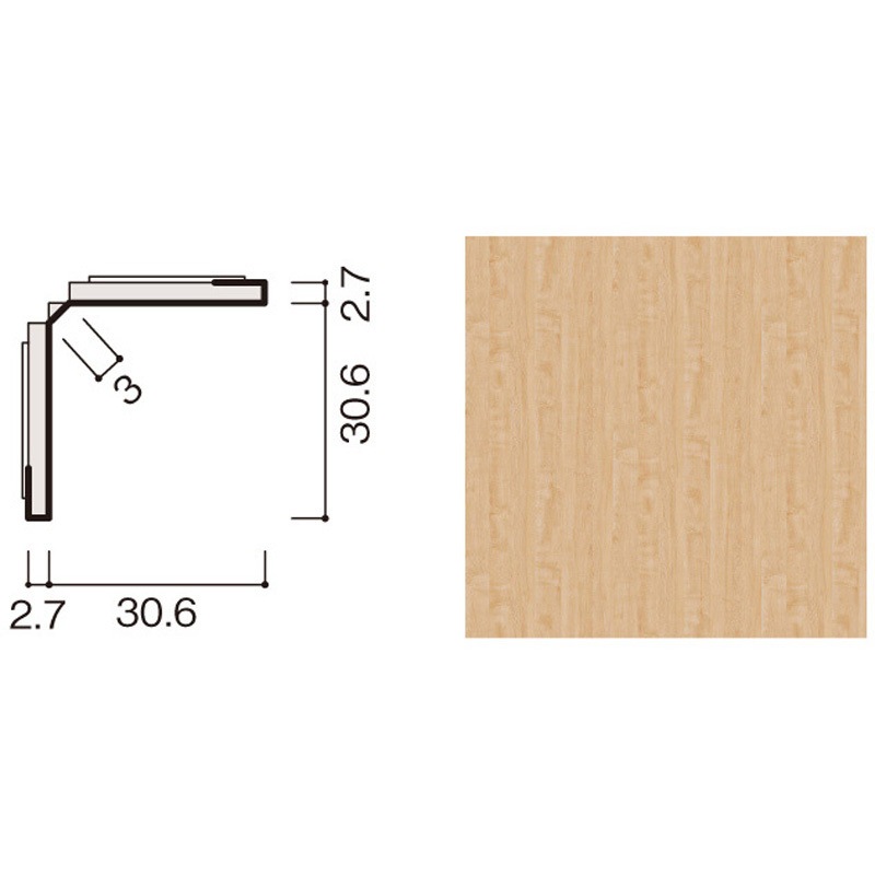 WB01-B43ML-S オトカベ専用施工部材 入隅見切縁 大建工業 厚さ2.5mm幅58mm 1箱(2本) WB01-B43ML-S