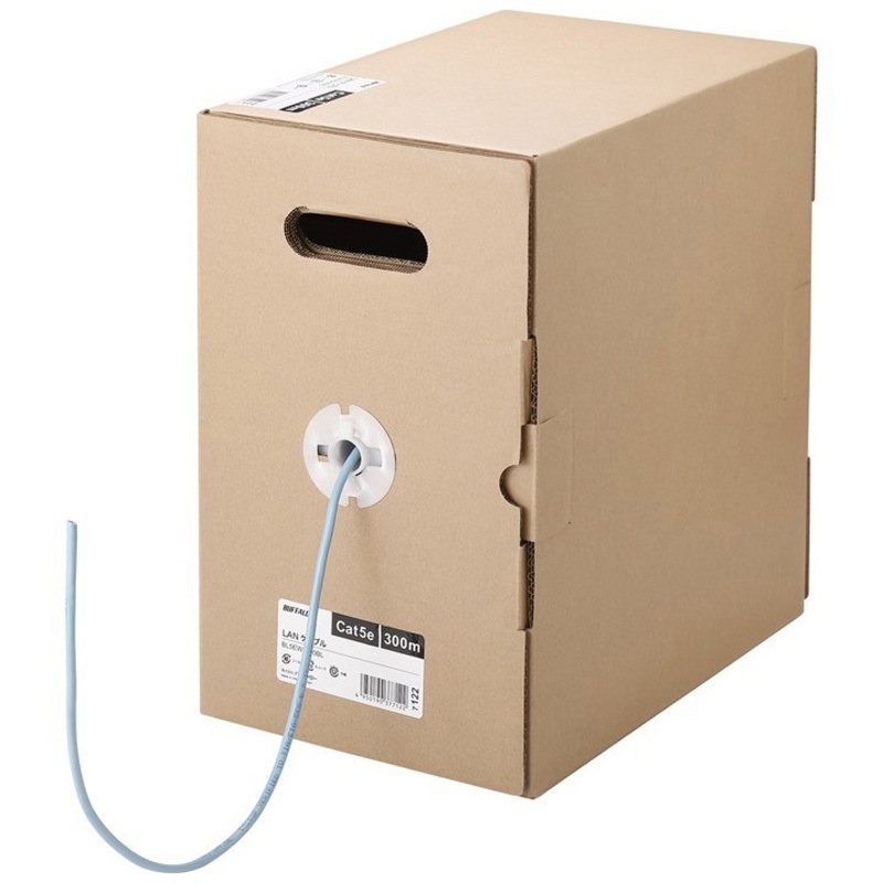 BL5E3000LB Cat5e LANケーブル 300m 単線 ライトブルー BUFFALO(バッファロー) 伝送帯域100MHz