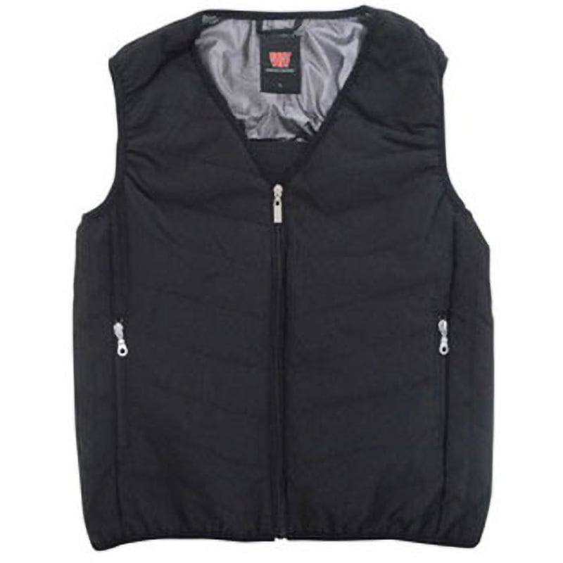 BR-078 ヒーター内蔵可能型 中綿入り 防寒インナーベスト(Vネック) ブレイン ブラック色 サイズM着丈64cm  BR-078