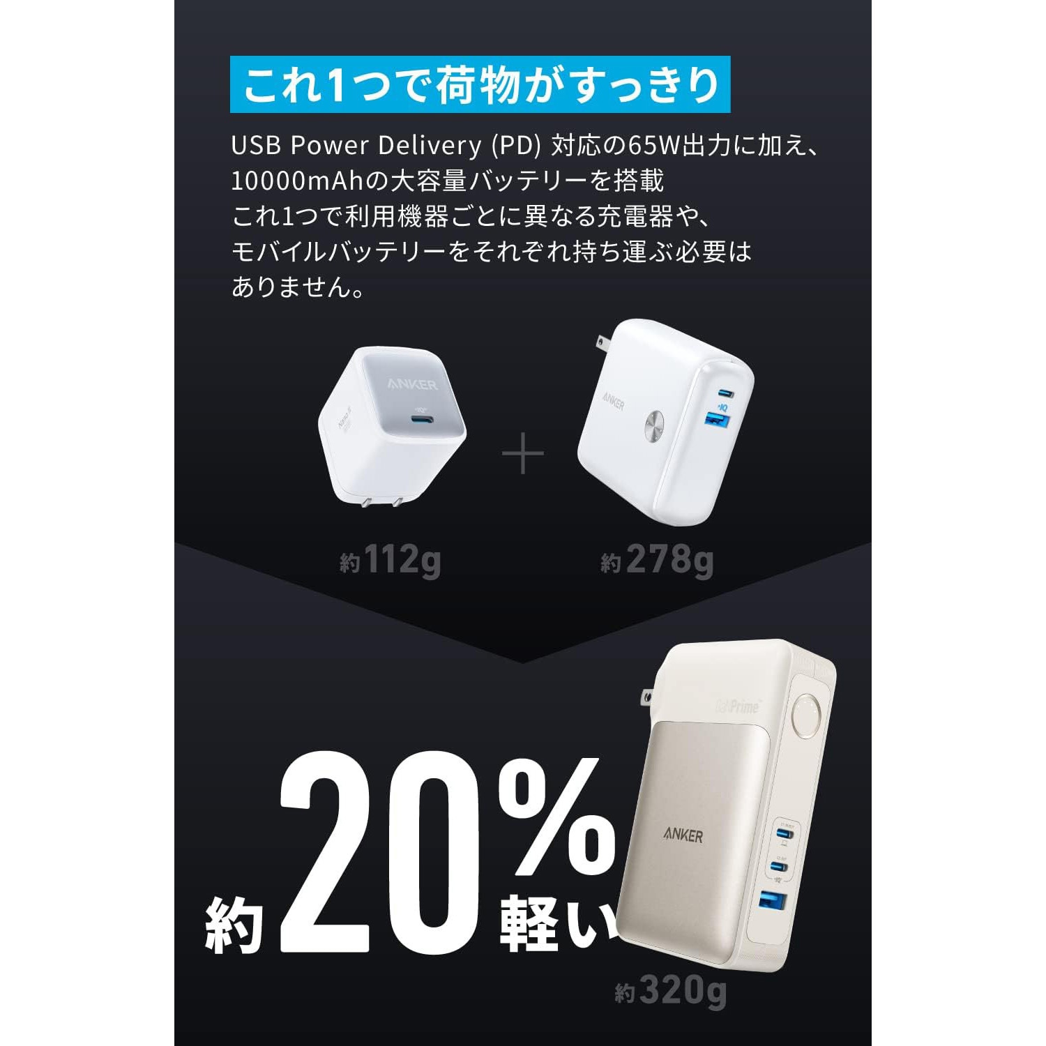 A1651NB1 Anker 733 Power Bank (GaNPrime PowerCore 65W) 1個 Anker