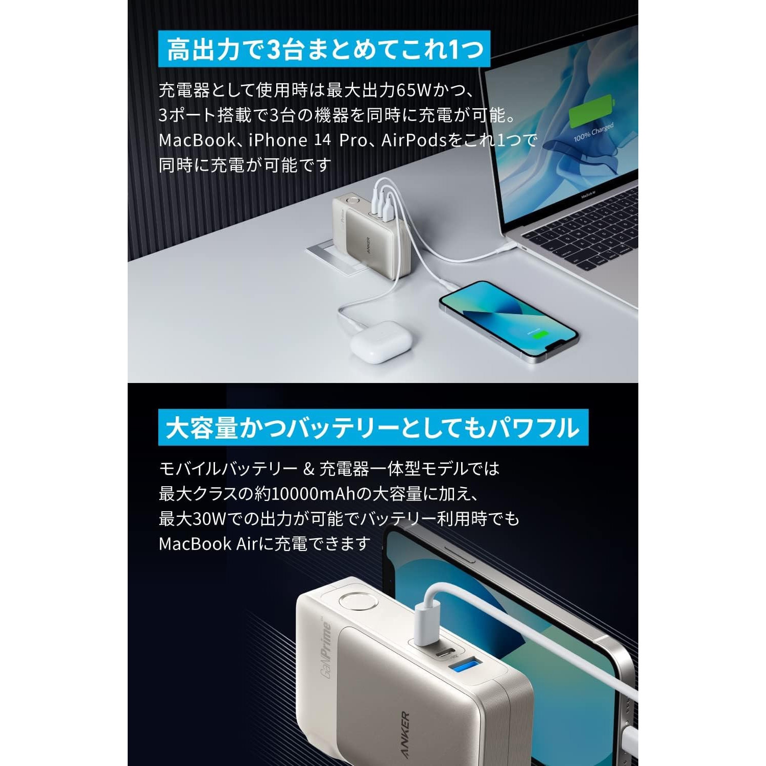 A1651NB1 Anker 733 Power Bank (GaNPrime PowerCore 65W) 1個 Anker