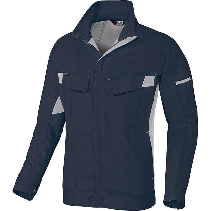 AZ-5130 ムービンカット綿100%長袖ブルゾン春夏用(男女兼用) アイトス チャコールxシルバーグレー色 SS  AZ-5130