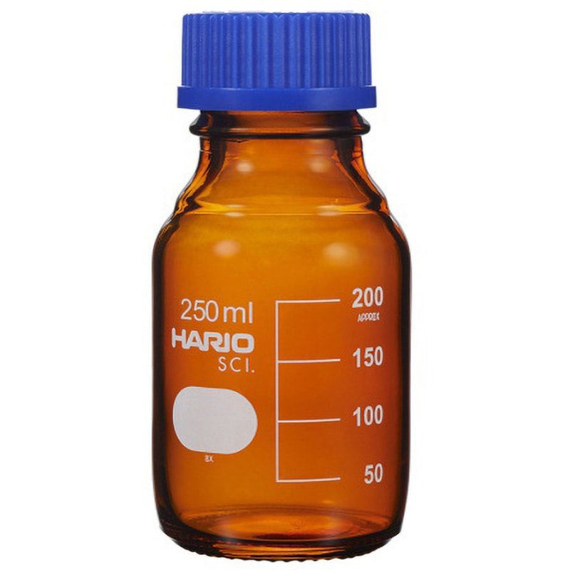NBB-250-SCI 耐熱ねじ口瓶 液切れリング付き 茶 NBBシリーズ HARIO 色(フタ)青 250mL ねじ口規格(GL)GL-45  1箱(10本)