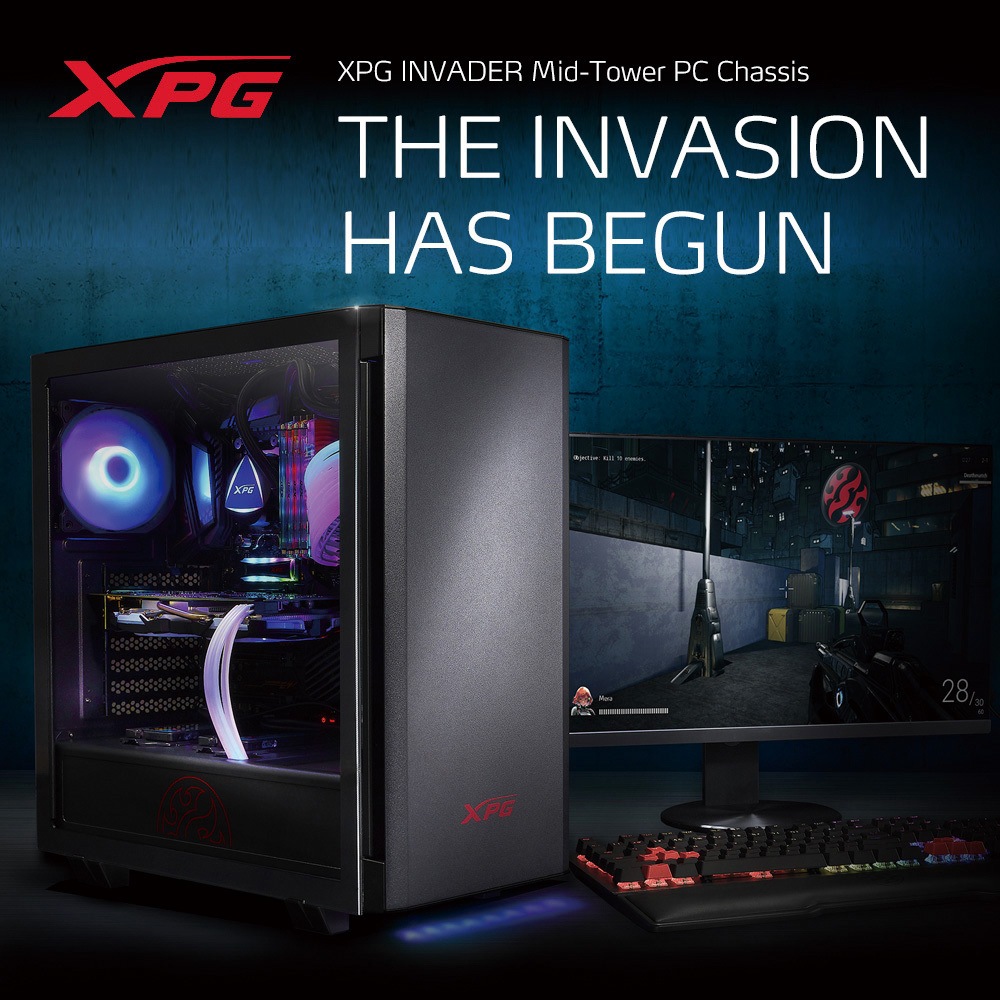 INVADER-BKCWW 片面強化ガラス仕様 Invader ミドルタワー PCケース 1台