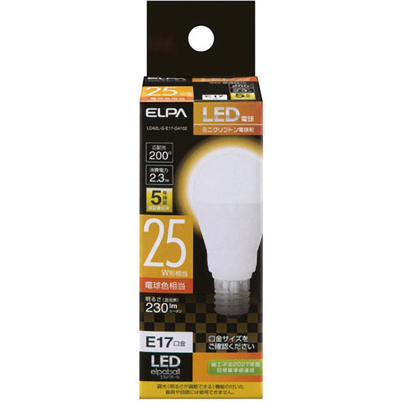 LDA2L-G-E17-G4102 LED電球 ミニクリプトン形 ELPA 口金E17 2.3W 電球