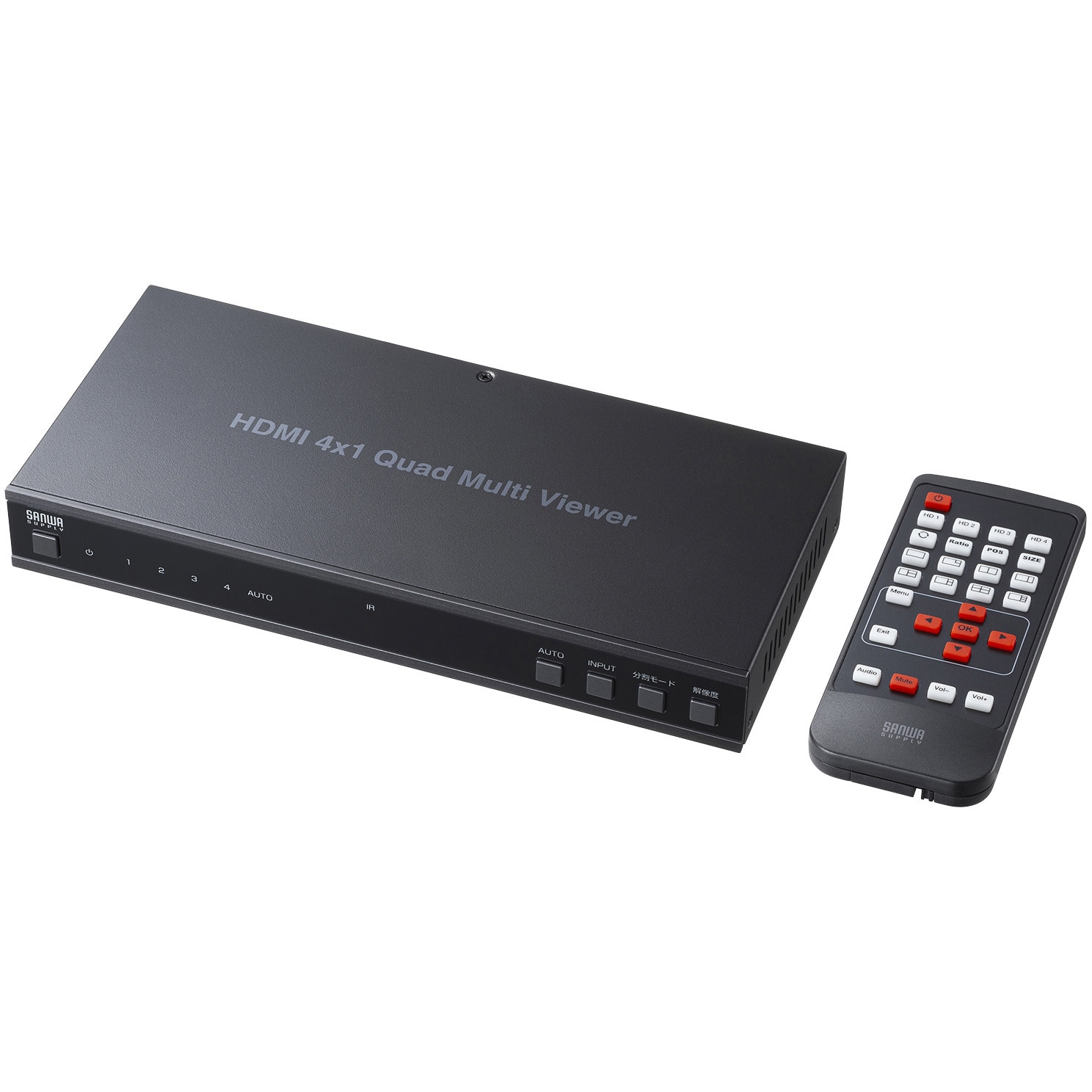サンワサプライ SW-UHD41MTV HDMI画面分割切替器 4K SANWA SW-PHD41MTV HDMI画面分割切替器_4入力1出力(4K/60Hz対応) 1個