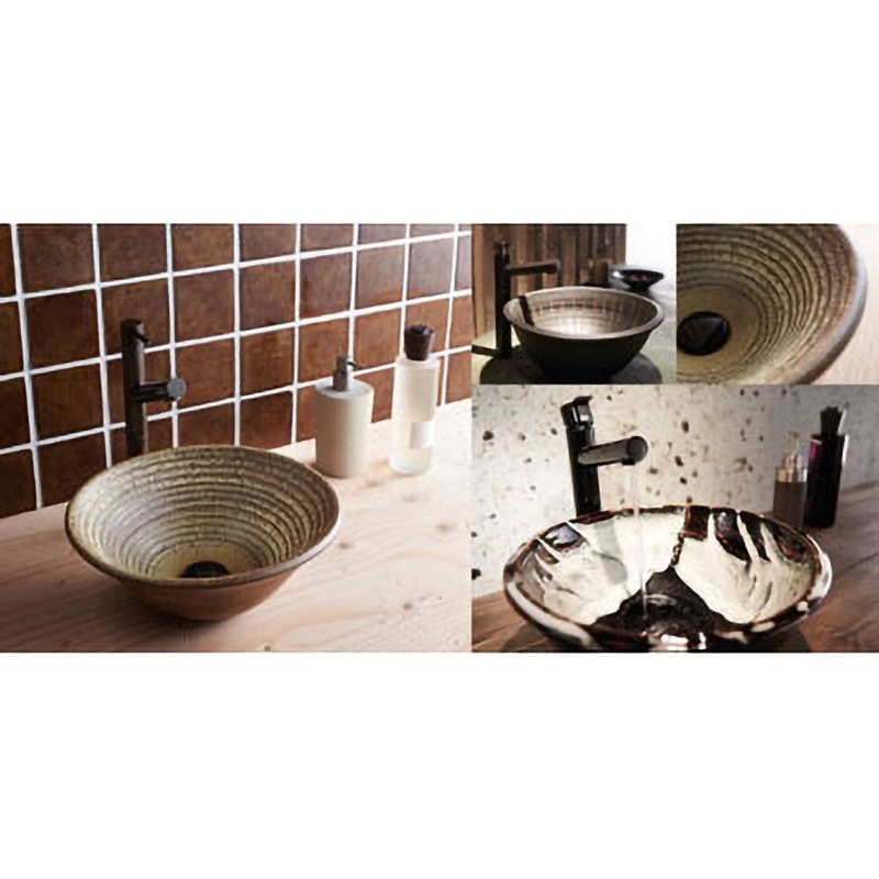 SANEI(サンエイ) 信楽焼 手洗器 利楽 碧空 HW1023-016 HW1023-016 手洗器(信楽焼)利楽 1個 SANEI(旧:三栄水栓製作所