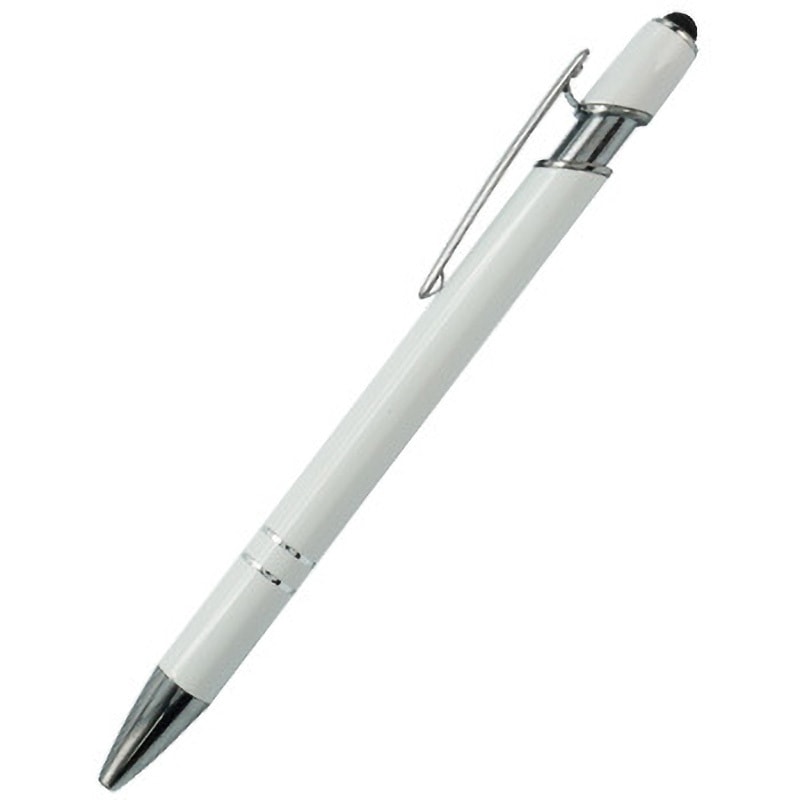 PNC-BOW-STM-P 【名入れ】スムースタッチメタル(白) タッチペン付き 0.7mm 100本入り ボールペン タッチペン付き 業務用 ビジネス オフィス用品 備品 黒インク ノック式 1セット(100本) ジャストコーポレーション 【通販モノタロウ】