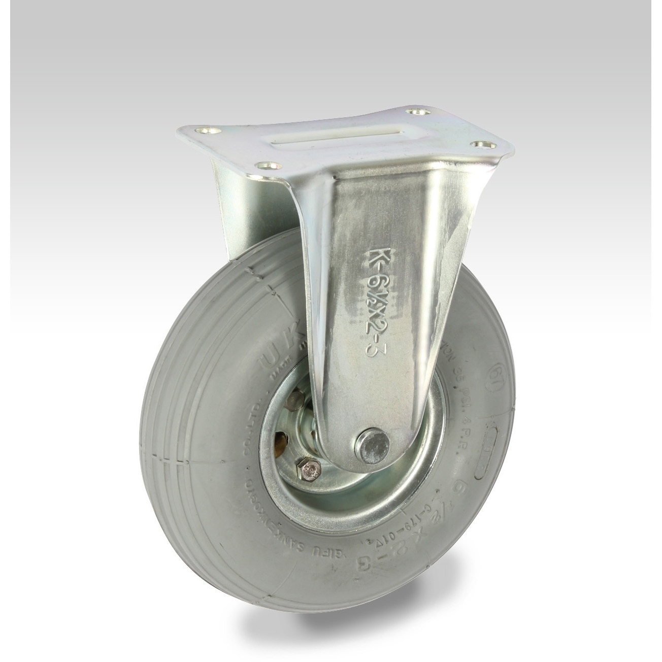 HLK6-1/2*2-3 グレー 固定キャスタ カナツー 荷重60kg 静音シリーズ ゴム車輪