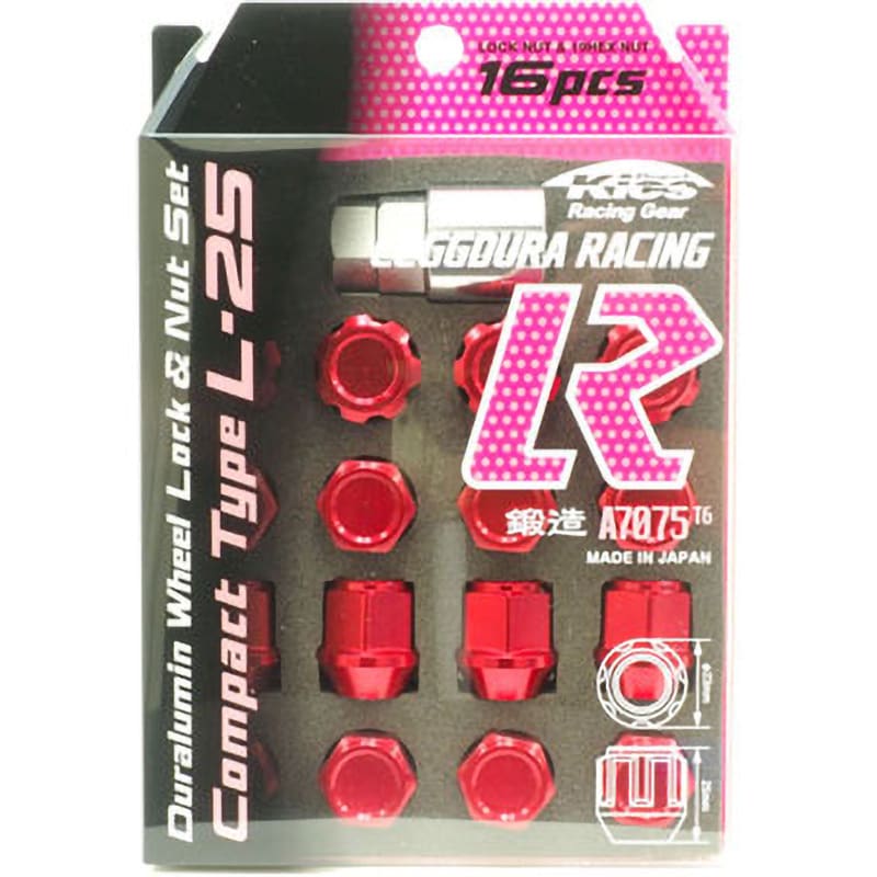 KIL16R Kics LEGGDURA RACING Compact Type lock&Nut Set 1セット(16個