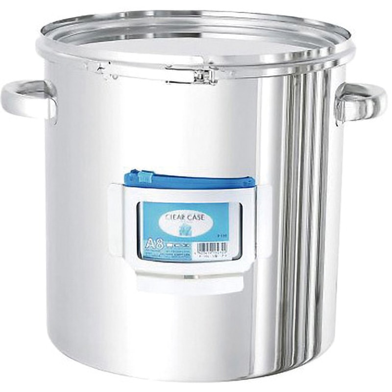 CTL-CZ-24 カードホルダー付き容器 レバーバンド 両取手 CTL-CZシリーズ MONOVATE(旧:日東金属工業) 容量10L 寸法(容器内径×内高)240×240mm 1個