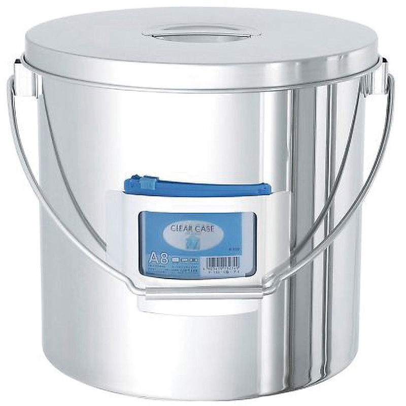 STB-CZ-24 カードホルダー付き容器 かぶせ蓋 吊り下げ STB-CZシリーズ MONOVATE(旧:日東金属工業) 容量10L 寸法(容器内径×内高)240×240mm 1個