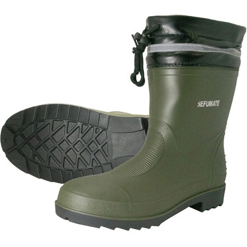 siva ブーツ カーキ 27cm 9203 PVC鉄芯鉄板入 安全ショートブーツ 9203 天牛(富士手袋工業) モス