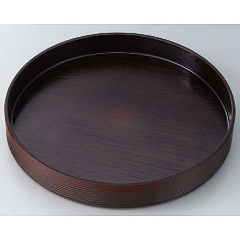 JA341 丸型リアル木目トレー 河淳 濃茶色 寸法Φ300×43mm  JA341