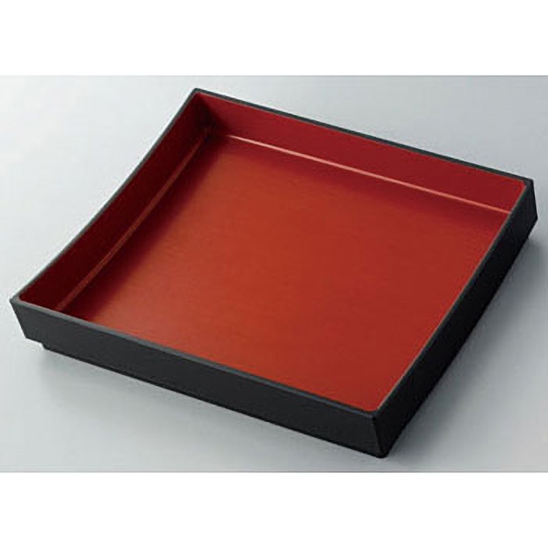 BU222 波形木目トレー 河淳 黒内古代朱色   BU222