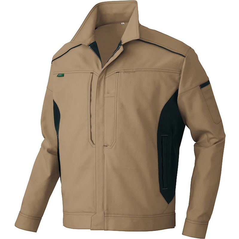 AZ-3501 エコT/C長袖ブルゾン秋冬用(男女兼用) アイトス 名入れ可 カーキxブラック色 L  AZ-3501