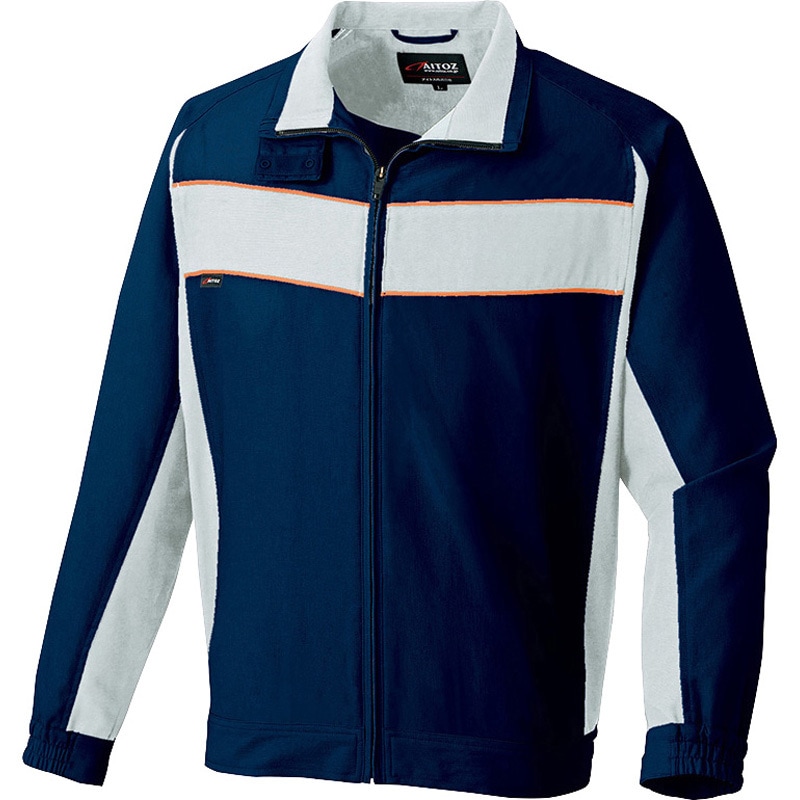 AZ-3601 ノーポケット長袖ブルゾン秋冬用(男女兼用) アイトス 名入れ可 ディープネイビーxライトグレー色 4L  AZ-3601