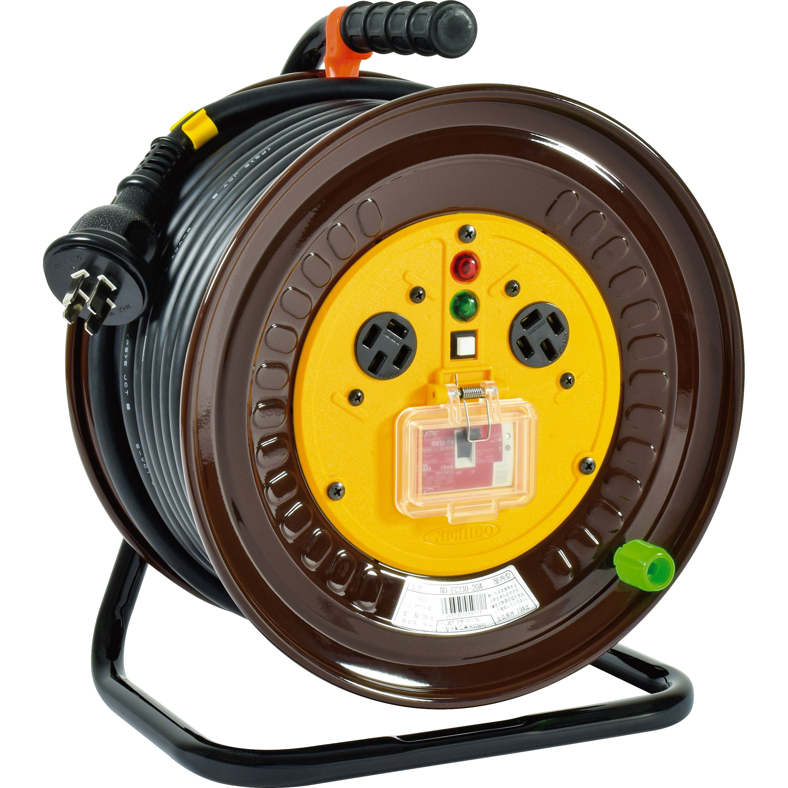 ND-EC320F-20A 電工ドラム 3.5平方mm電線 日動工業 2口 電線長さ20m ND-EC320F-20A