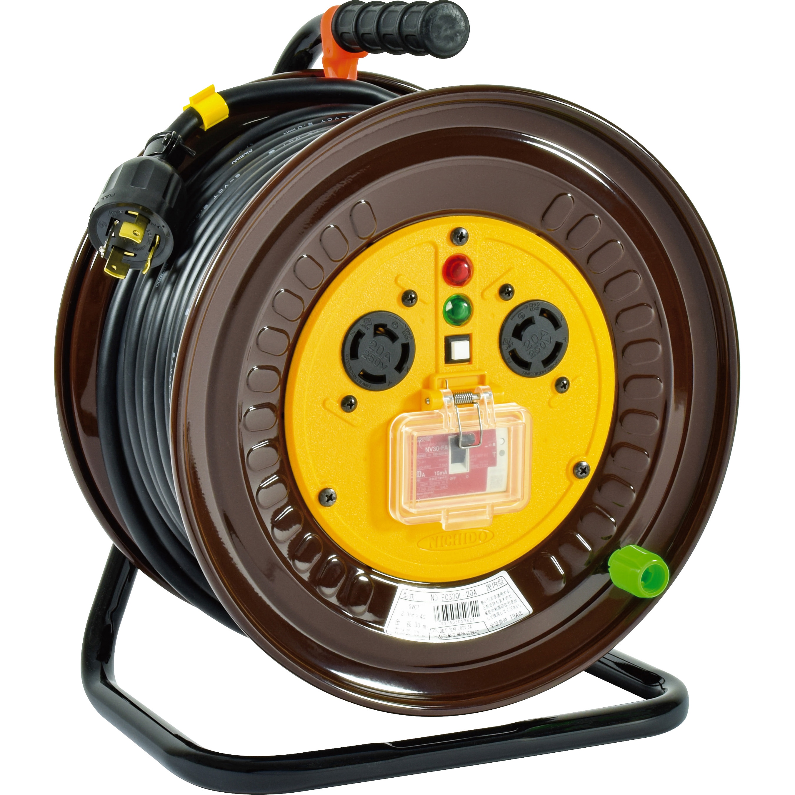 ND-EC330L-20A 電工ドラム ロック式 日動工業 2口 電線長さ30m  ND-EC330L-20A