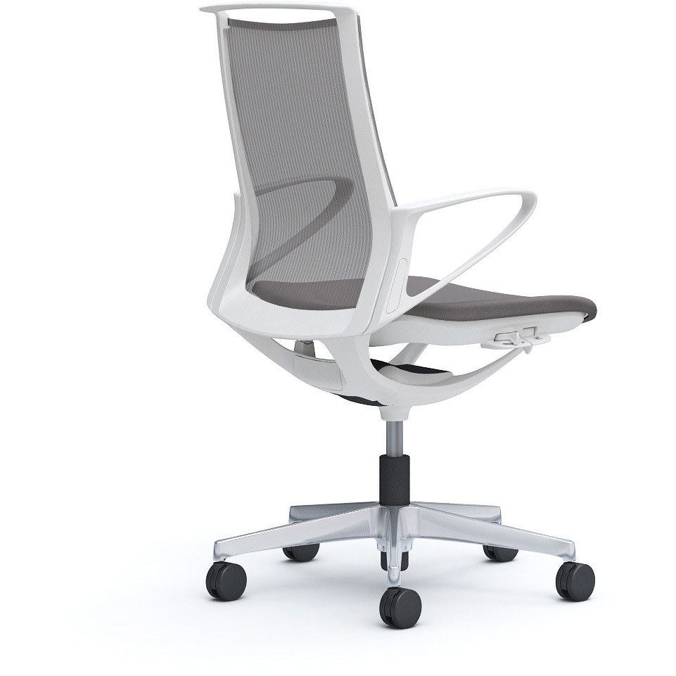 CA21BW F1K1 モード メッシュタイプ 固定肘 ミドルバック ホワイト 5本脚 樹脂フレーム ホワイトボディ インターロック 1脚 オカムラ(岡村製作所) 【通販モノタロウ】