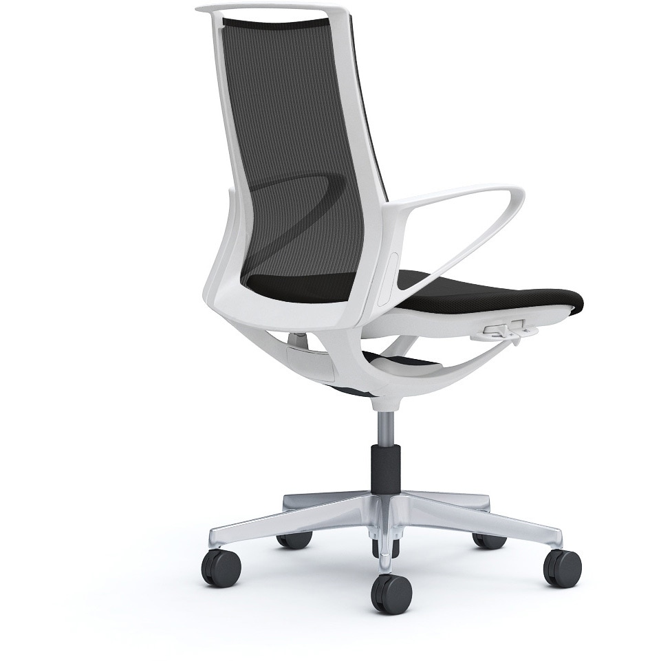 CA21BW FKA1 モード メッシュタイプ 固定肘 ミドルバック ホワイト 5本脚 樹脂フレーム ホワイトボディ プレーンメッシュタイプ 1脚 オカムラ(岡村製作所) 【通販モノタロウ】