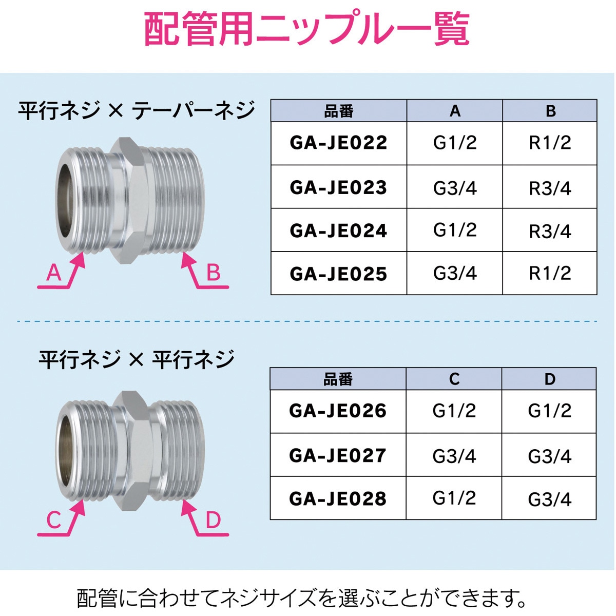 GA-JE026 これエエやん フレキパイプ用平行ニップル 水道配管継手