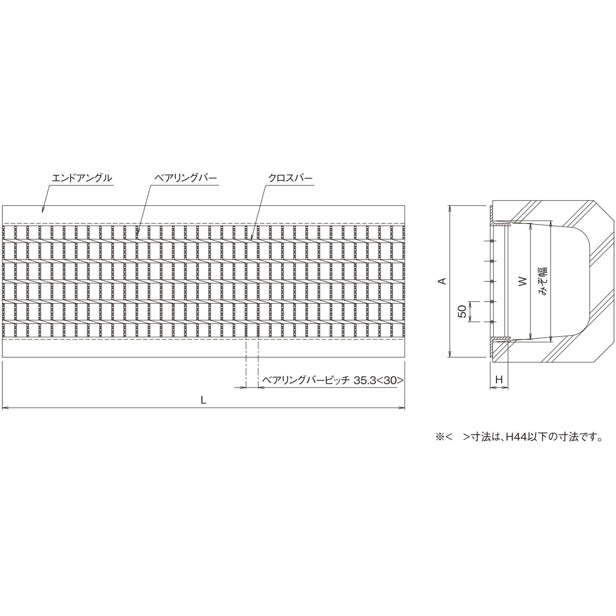 FUC-V 25-15 鋼板製グレーチング U字溝用みぞぶた ノンスリップタイプ FUC-V(スベリ止、クロスバーピッチ50) 1枚 ニムラ 【通販モノタロウ】