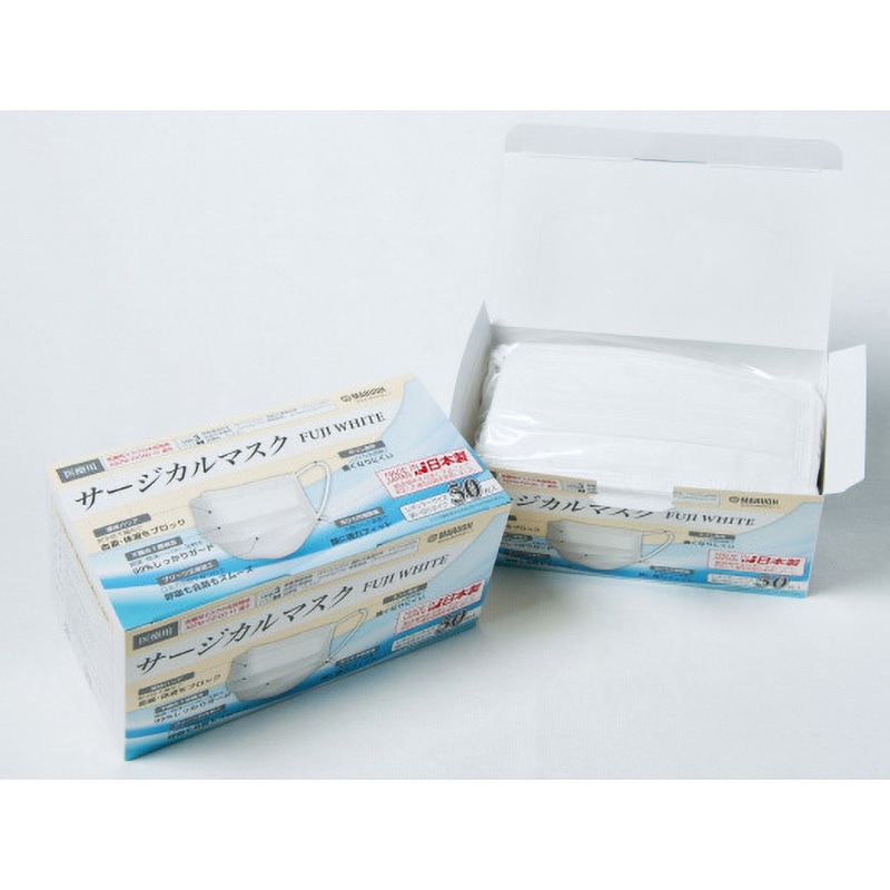 FUJI-WHITE サージカルマスク 3層プリーツ 日本製 50枚入 MARUOH