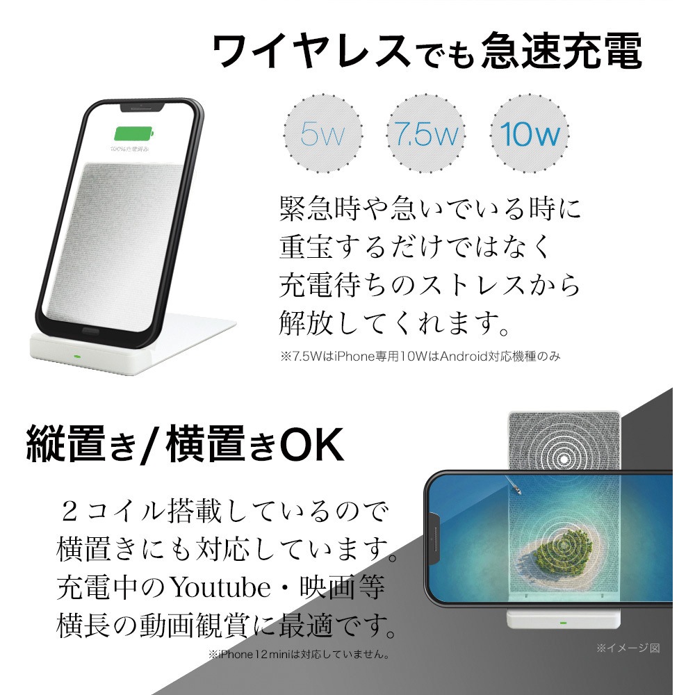 OWL-QI10W05-BK ファブリック調デザイン スタンド型Qiワイヤレス