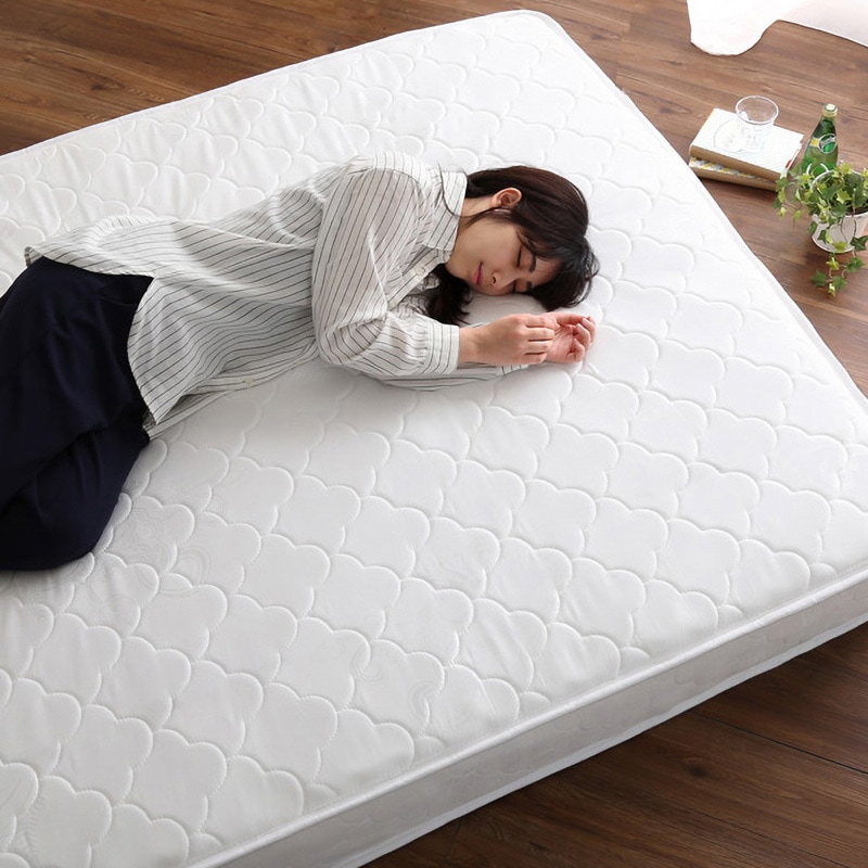 HRM-01D-WH ロール梱包片面仕様ポケットコイルマットレス【Sheera シェエラ】ダブルサイズ ホームテイスト ホワイト色