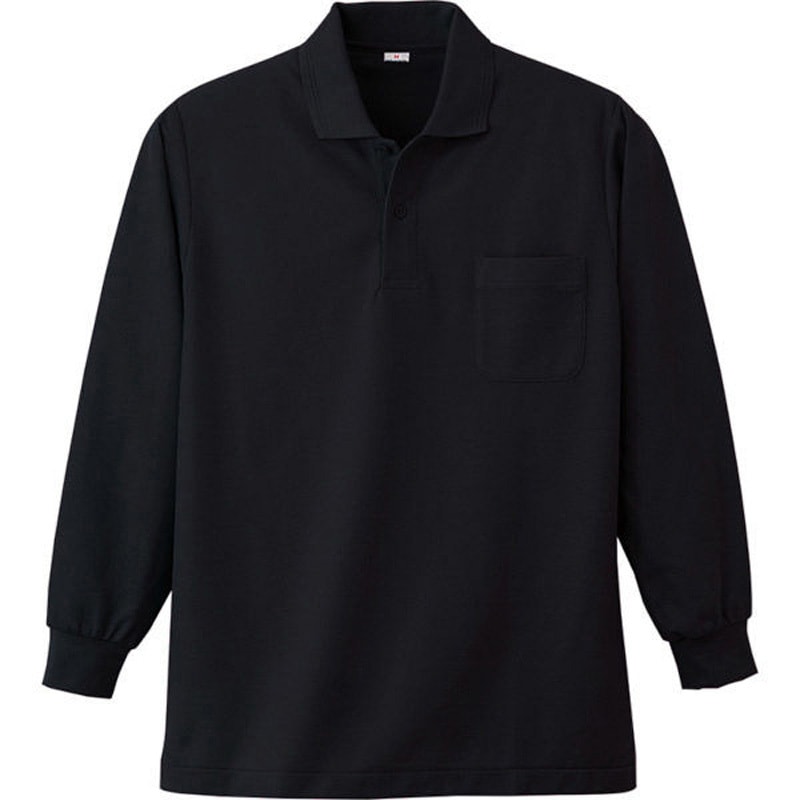 383-BLK-6L 長袖ポロシャツ 小倉屋 ブラック色 サイズ6L 383-BLK-6L