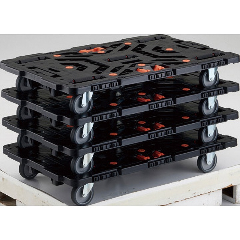 BT900J3-E100T-M4 4台まとめ買い 連結型樹脂製平台車ビートル 自在・固定タイプ(とめたろう付) TRUSCO 樹脂(PP)再生材100%製 ブラック色 荷台寸法900×600mm 1セット(4台) BT900J3-E100T-M4 28,587円