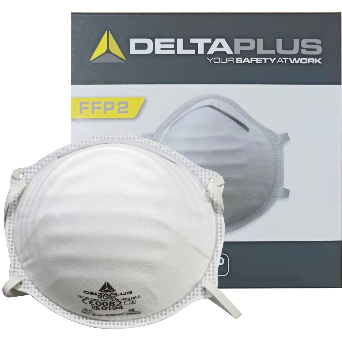D0071 M1200C ヨーロッパEN規格FFP2マスク お面式 DELTAPLUS 頭かけ