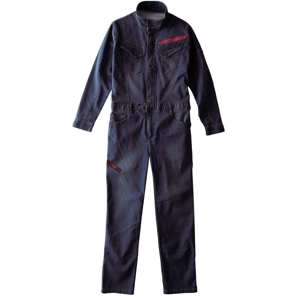 23000 ストレッチデニムツナギ クレ被服 ネイビーデニム色 サイズL袖丈63cm