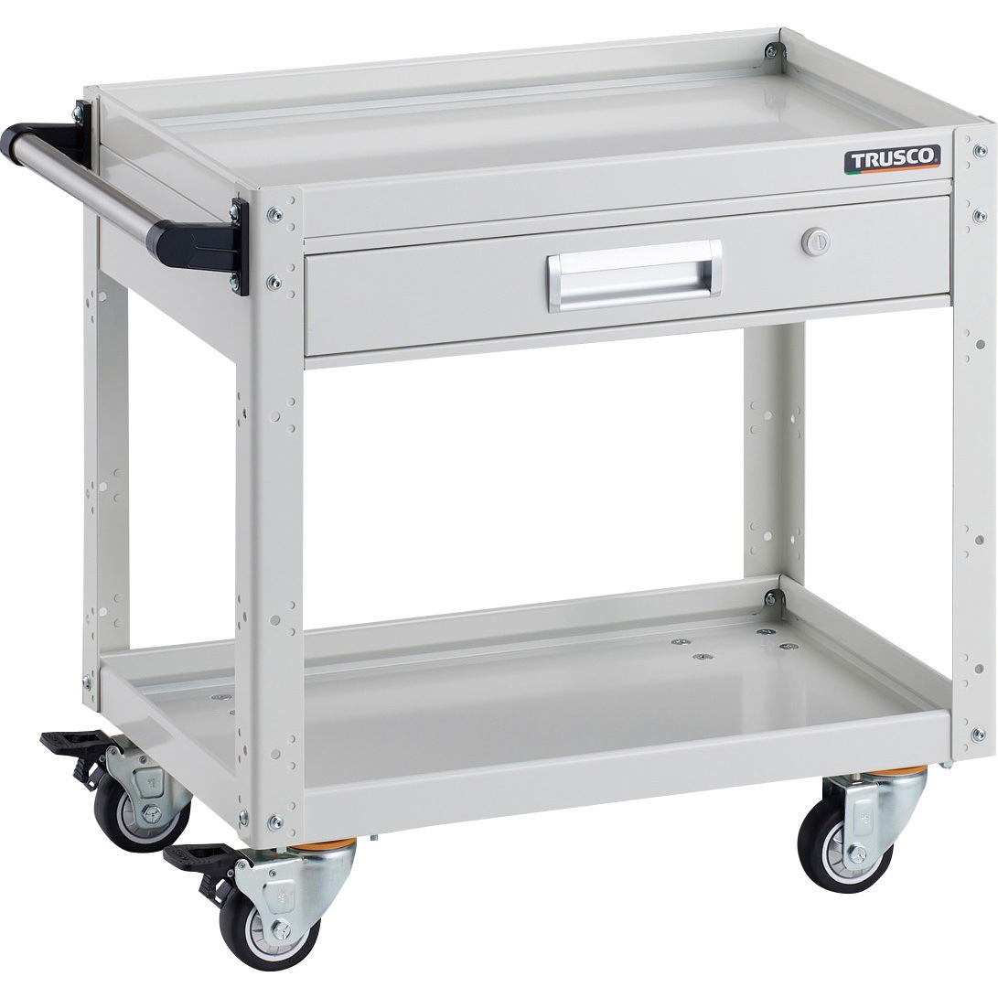 EGW-662VUJ-W イーグルワゴン 引出付 TRUSCO 2段 均等荷重120kg ストッパーあり ホワイト色 積載荷重250kg 間口600mm奥行400mm  EGW-662VUJ-W