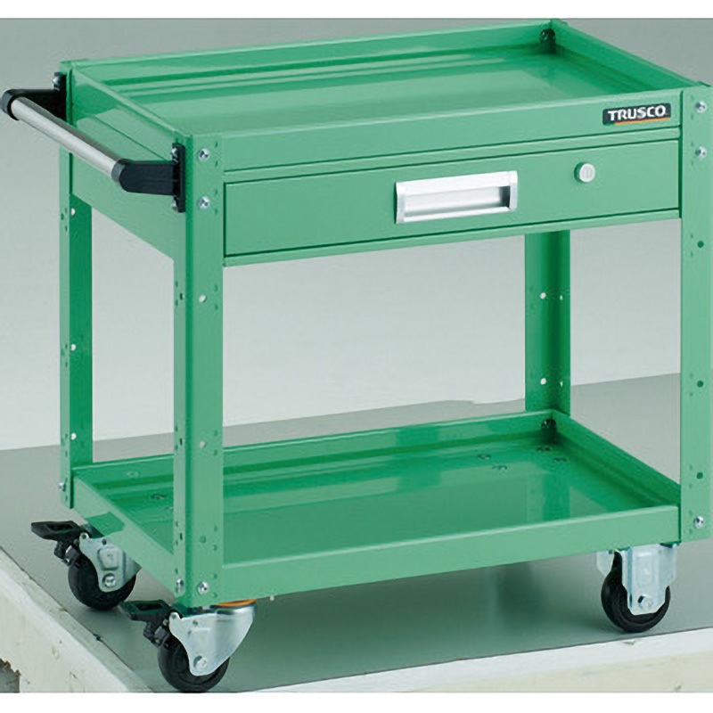 EGW-662V-YG イーグルワゴン 引出付 TRUSCO 2段 均等荷重120kg ストッパーあり ヤンググリーン色 積載荷重200kg  EGW-662V-YG