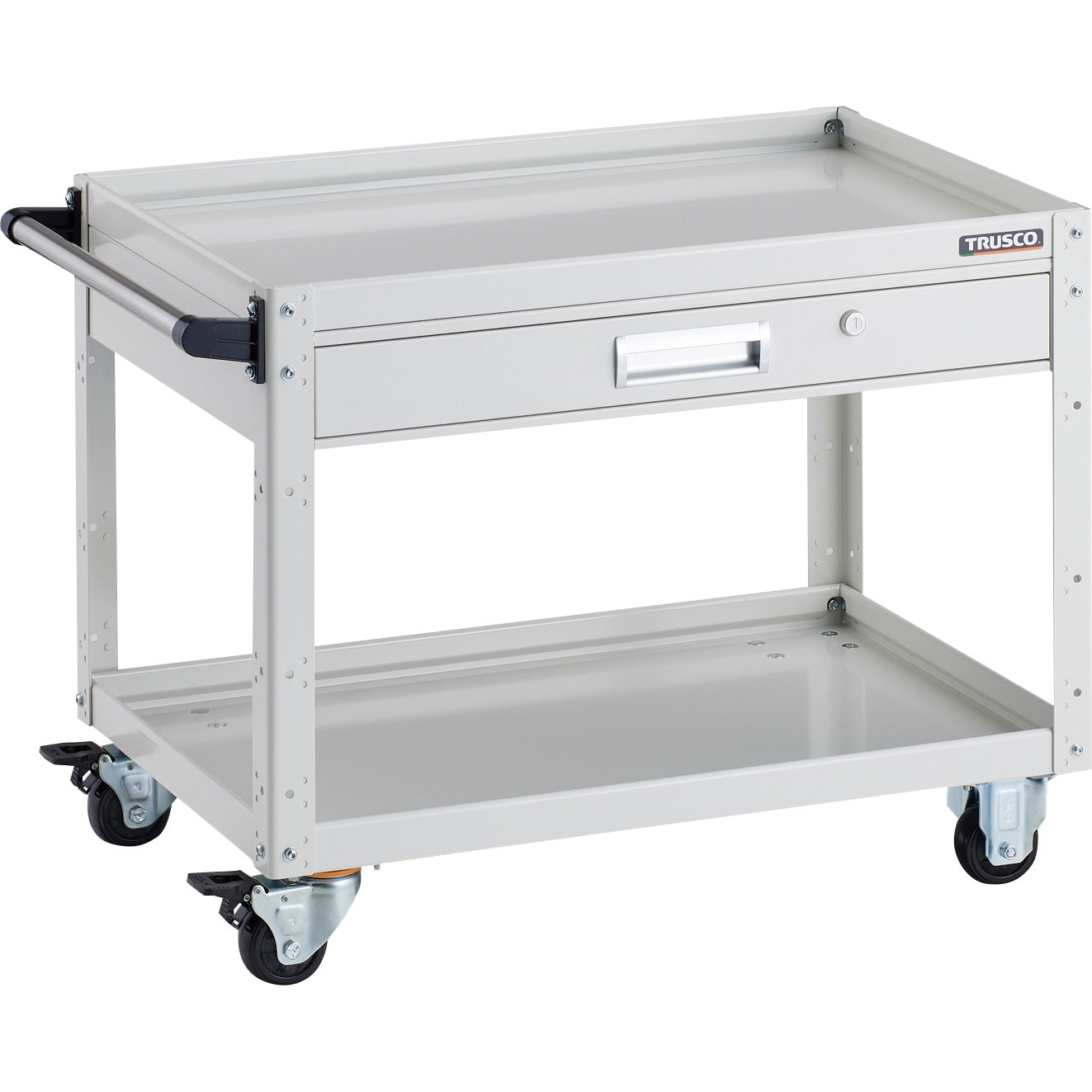 EGW-672V-W イーグルワゴン 引出付 TRUSCO 2段 均等荷重120kg ストッパーあり ホワイト色 積載荷重200kg 間口750mm奥行500mm  EGW-672V-W