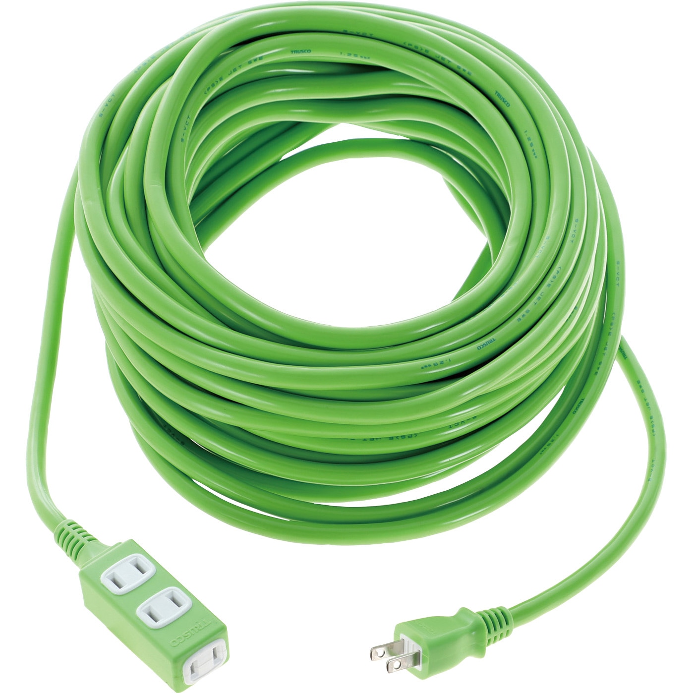 TRIS15-203-GN ソフトタイププラグ TRUSCO 3口 グリーン色 電線長さ20m  TRIS15-203-GN