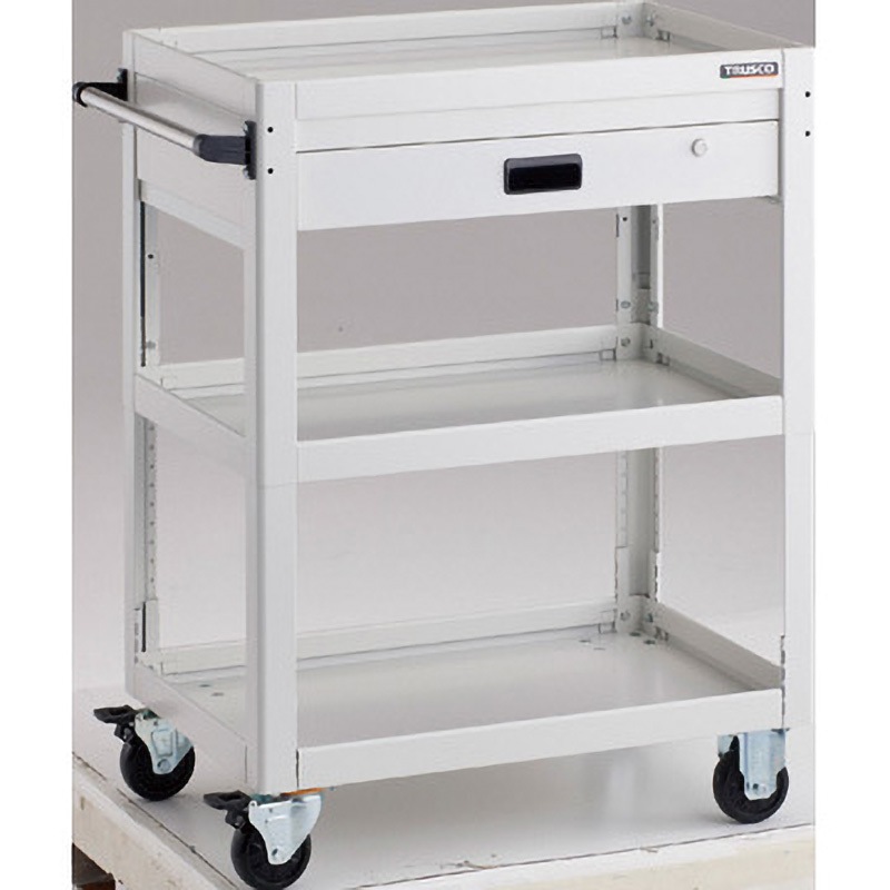 DLWS-A973V-W ツールワゴン ドルフィン 高さ調節式 TRUSCO 引出しあり 3段 引出し数1 ホワイト色 奥行500mm  DLWS-A973V-W